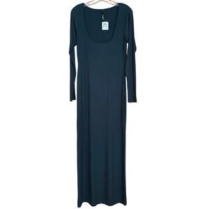 NWT Skims Soft Lounge Long Sleeve Ribbed Dress Dark Green, XL